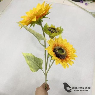 Hoa hướng dương ( Cành lớn 3 bông ) - Hoa giả trang trí cao cấp