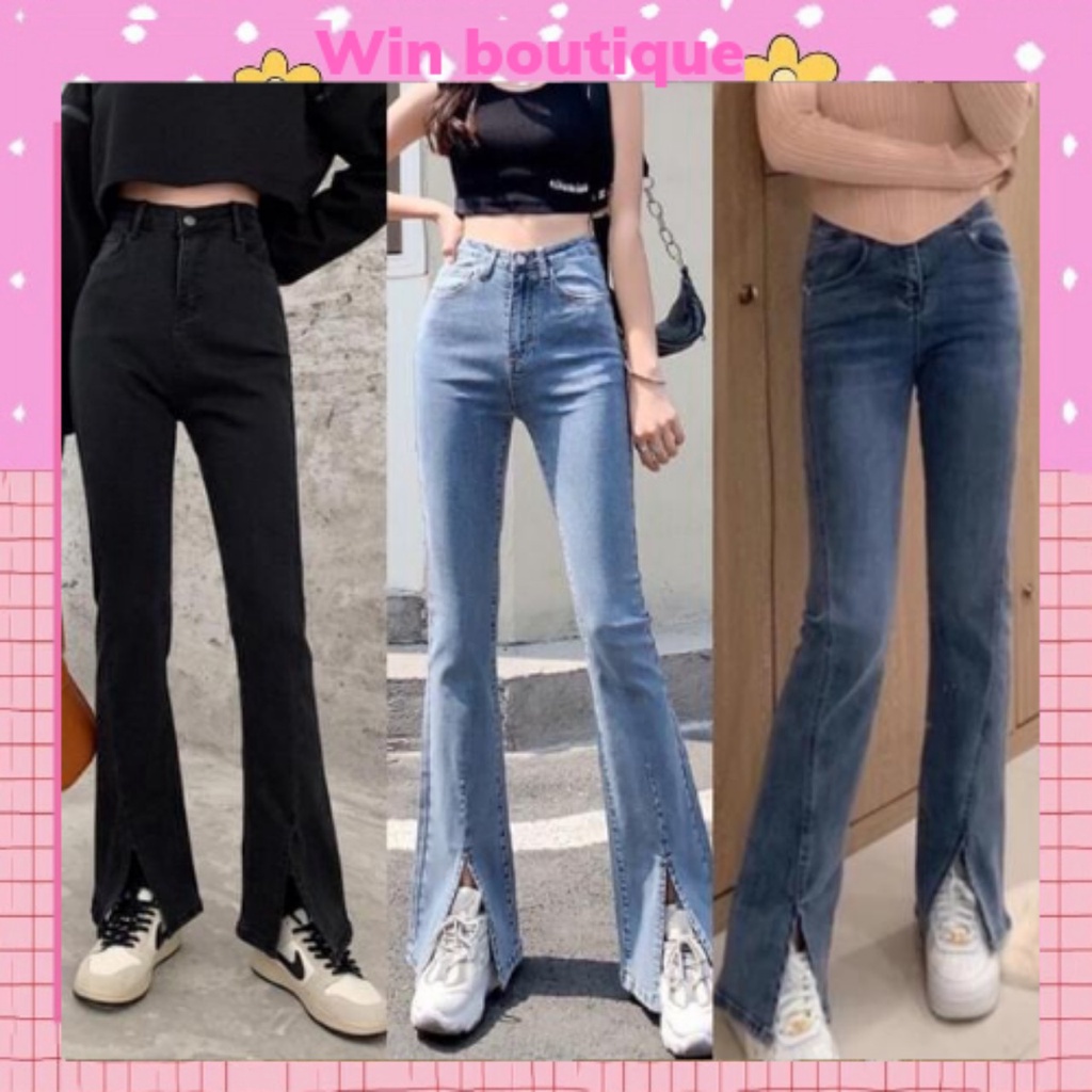 Quần jean ống loe cạp cao hách dáng hot