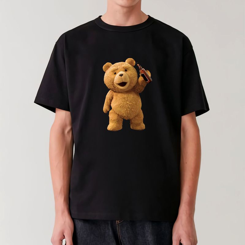 Áo phông nam nữ cộc tay gấu nâu uống bia size XS-3XL 100% cotton