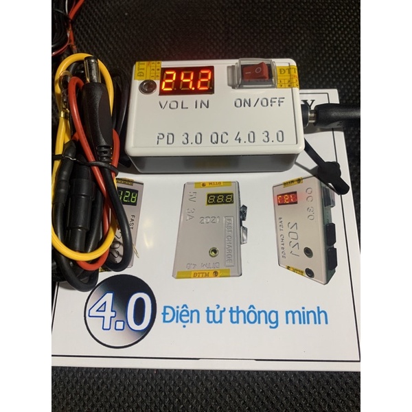 Sạc siêu nhanh Vooc PD Qc4.0 54W - 100W cao cấp, bộ sạc gắn xe máy oto sử dụng acquy, nlmt, pin 3s 4s sạc điện thoại
