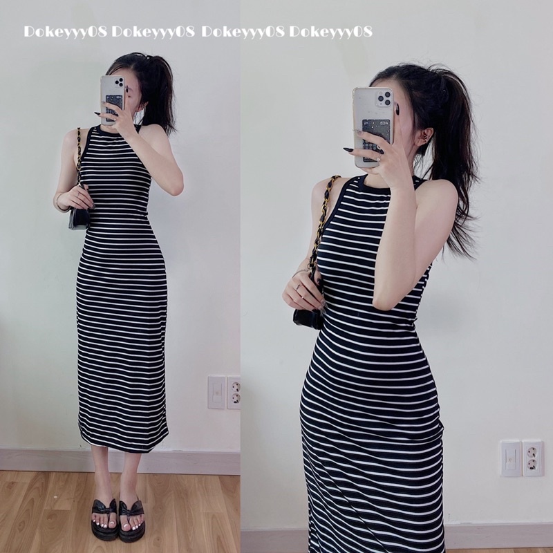 Váy body ba lỗ thun co giãn dáng dài 682