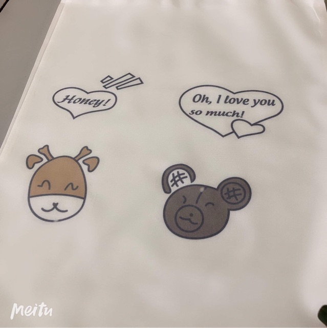 [Túi Tote] Túi vải mặt gấu hươu tim TDU0519