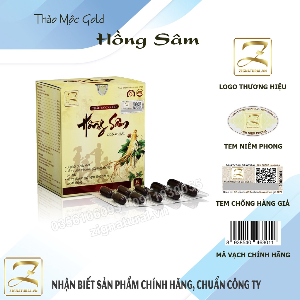 THẢO MỘC TĂNG CÂN HỒNG SÂM (90 viên) - Vua tăng cân số 1 Việt Nam | an toàn, hiệu quả, chính hãng ZIG NATURAL