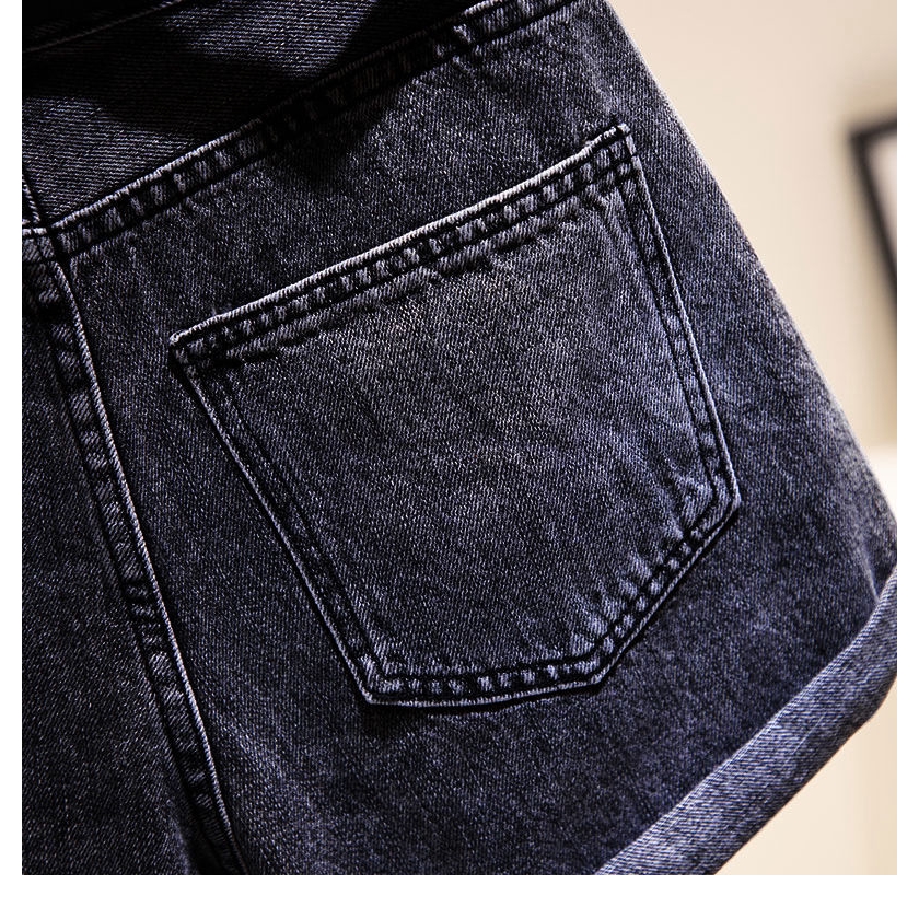 Ready Woman With Short Collar Fashion Casual High Waist Denim Shorts With Wide Borders And Wide Legs