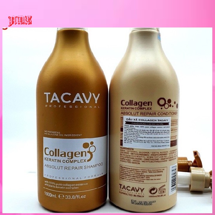 Cặp dầu gội đầu Tacavy (1000ml)  Hàng Chính Hãng  phục hồi tóc hư tổn, khô sơ, gãy rụng Tặng tinh dầu bưởi