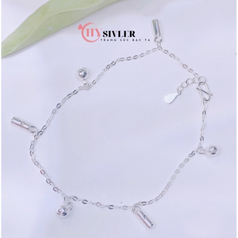 Lắc chân bạc ta bi mix ống mix trụ 6 charm lắc chân nữ bạc thật giá rẻ