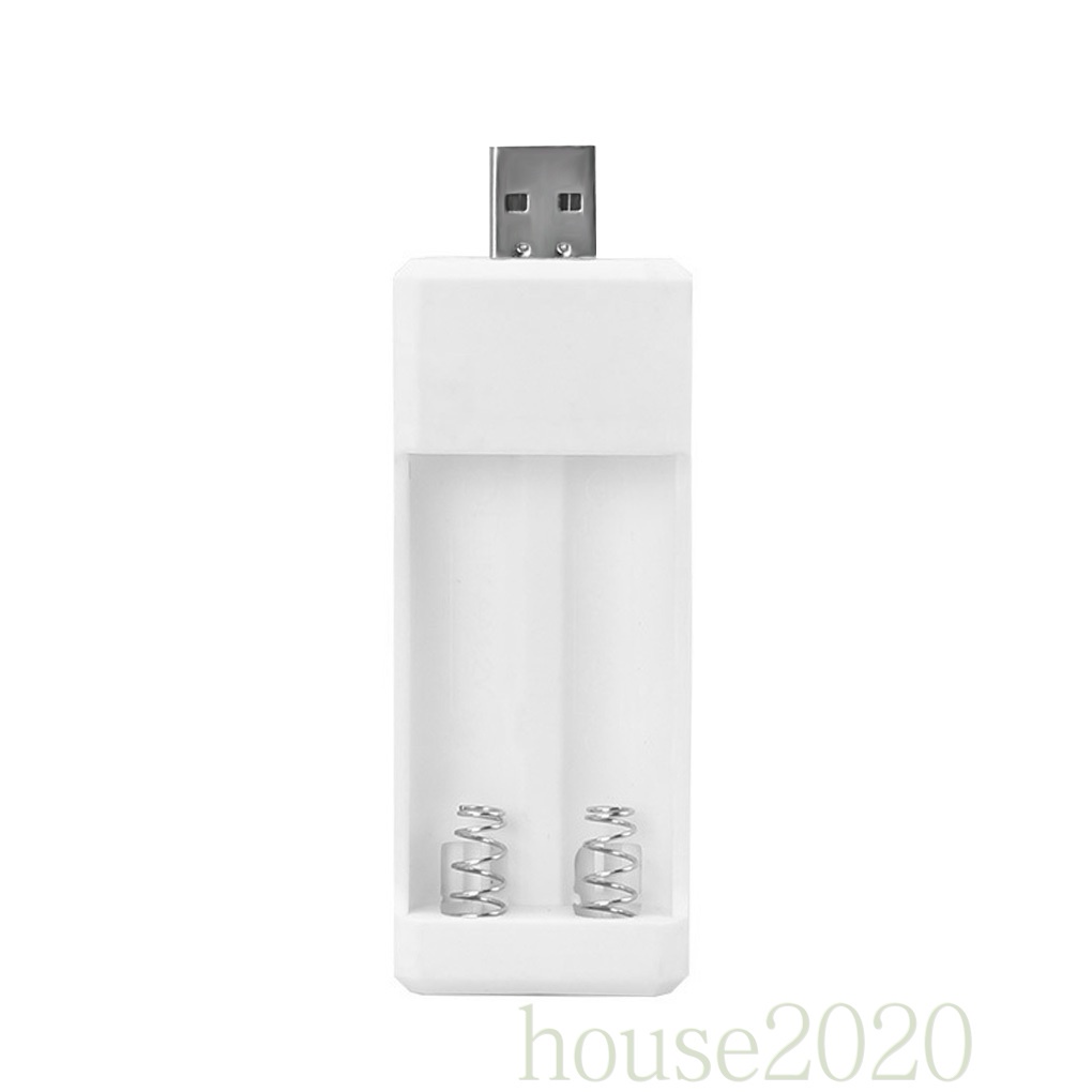 Bộ sạc pin AA AAA cổng USB bằng nhựa di động có 2 ngăn 2020