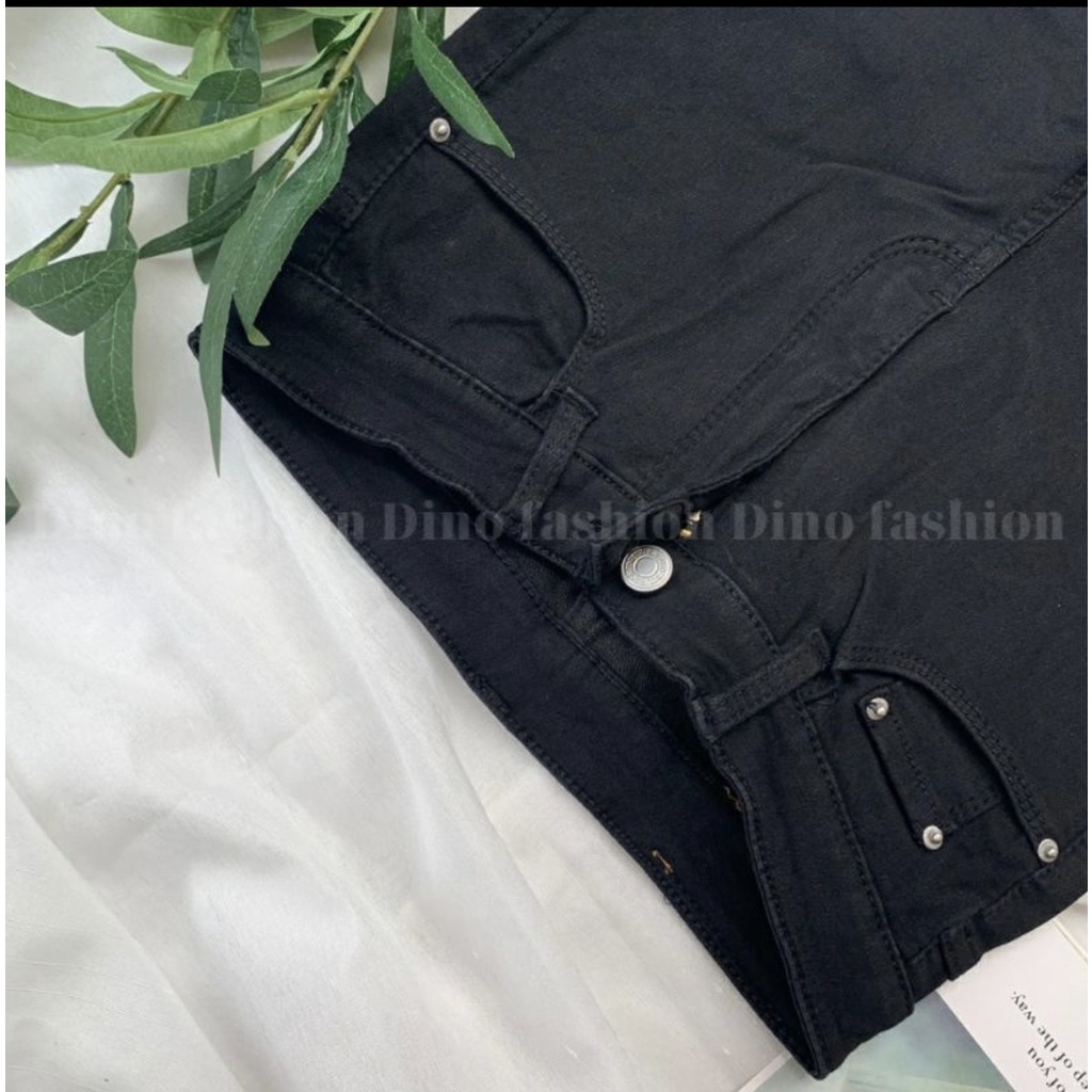 Quần jean nữ ống loe cạp cao màu đen trơn vải jean giấy co giãn nhẹ Hàn Quốc, Quần bò nữ ống loe đi học làm công sở chơi