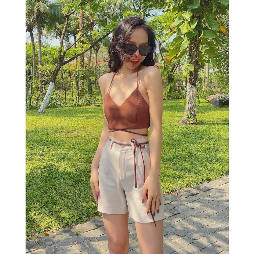 Áo croptop Mimoseclothing đi biển phong cách mùa hè