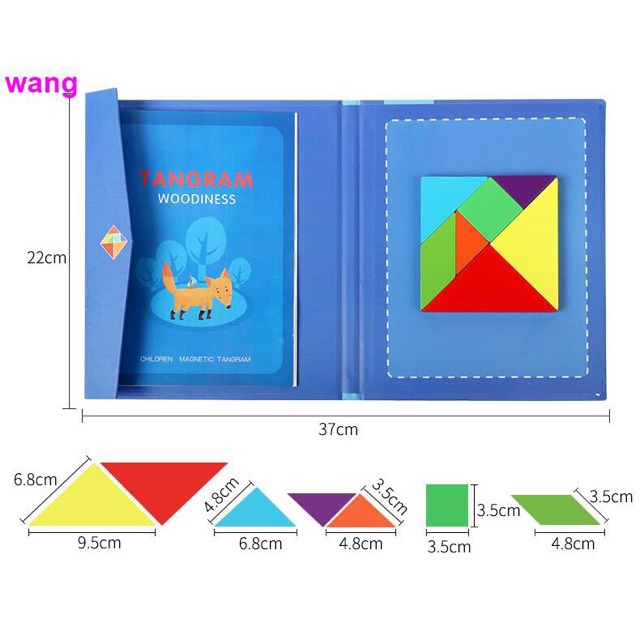 Trò Chơi Ghép Hình Tangram Woodiness Dạng Cuốn Có Nam Châm Gắn Cho Bé Phát Triển Tư Duy