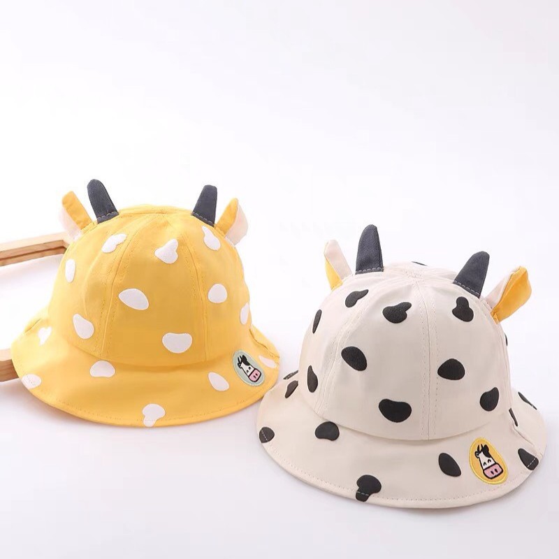 Mũ vành cho bé nón trẻ em dễ thương mũ cho bé gái bé trai mũ bucket bò sữa đáng yêu
