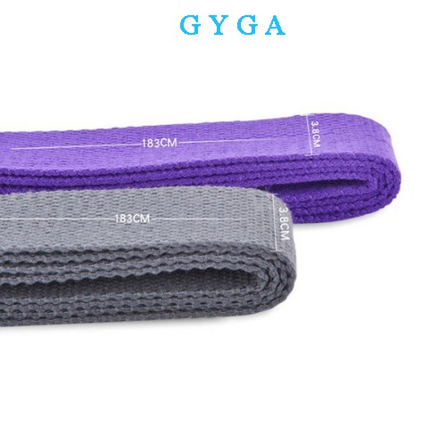 Dây đai yoga cotton dài 1,8m nhiều màu sắc có khoá kim loại có thể điều chỉnh hỗ trợ an toàn không trơn trượt GYGA