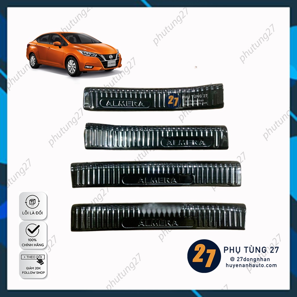Ốp Bậc Cửa, Nẹp Bước Chân Nissan Almera 2021 2022 – Titan (hàng cao cấp) tặng keo trợ dính