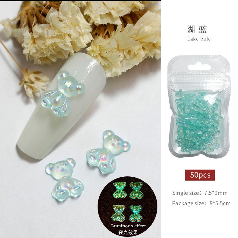 Combo 10 Gấu Dạ Quang Trang Trí Móng Siêu Dễ Thương