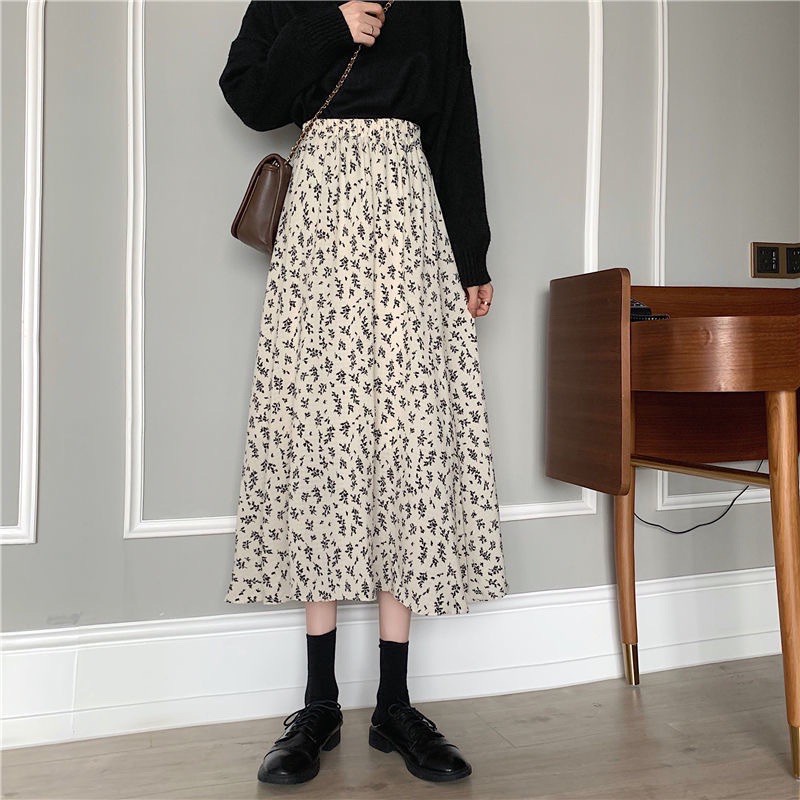 Chân Váy Hoa Nhí Vintage Dáng Dài Xinh Xắn Đáng Yêu,Váy dài Nữ Thiết Kế Thoải Mái Freesize Cho Các Cô Gái Từ 40kg