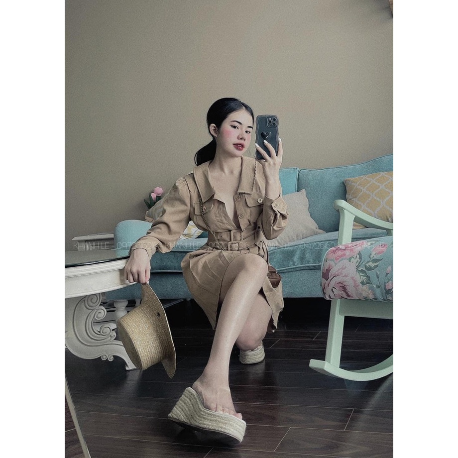 [ 𝐅𝐑𝐄𝐄 𝐒𝐇𝐈𝐏 ] VÁY SƠ MI KÈM ĐAI  THẮT EO DÀI TAY BE