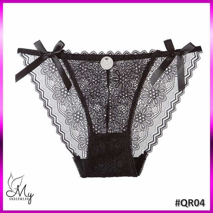 quần lót nữ [ FREE SHIP 50K ]quần chíp nữ đồ lót ren 2 nơ sexy phối huy hiệu - QR04 | BigBuy360 - bigbuy360.vn