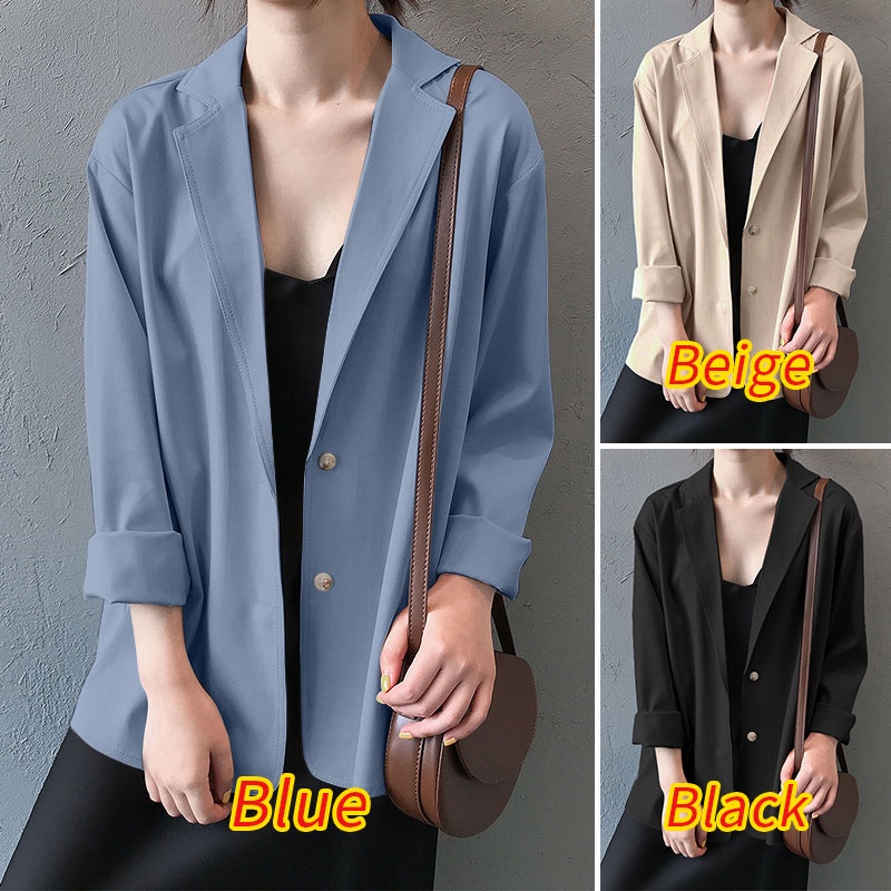 ZANZEA Áo Khoác Blazer Dài Tay Màu Trơn Thời Trang Cho Nữ