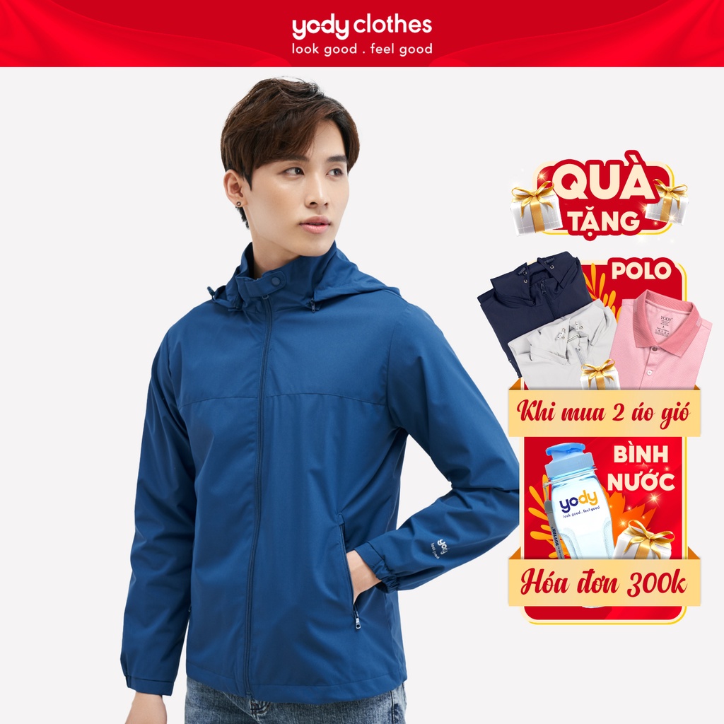 Áo khoác gió nam YODY phối ngực cản gió giữ ấm 3C AKM4027