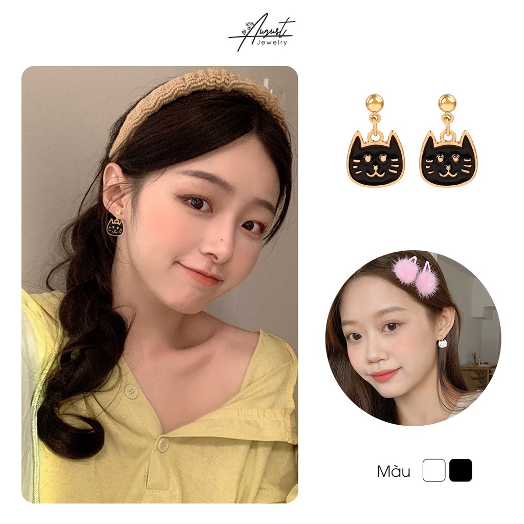 [Augustcloth | AugustJewelry] Bông tai/ Hoa tai mèo trắng/ đen dễ thương