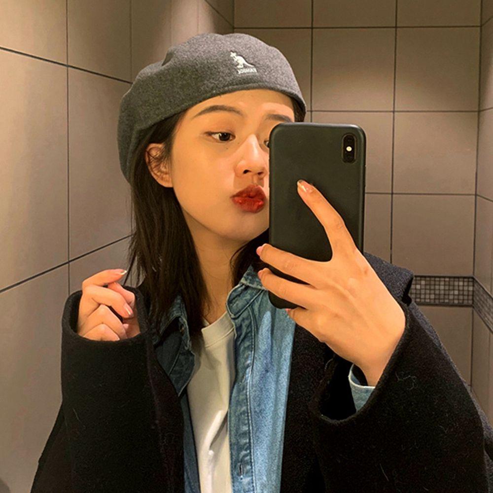 Mũ Beret Họa Tiết Thêu Phong Cách Anh Quốc Thời Trang Thu Đông Cho Nữ