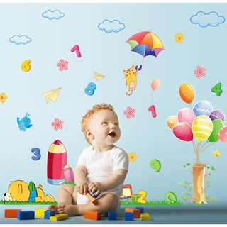Decal dán tường Học đếm số