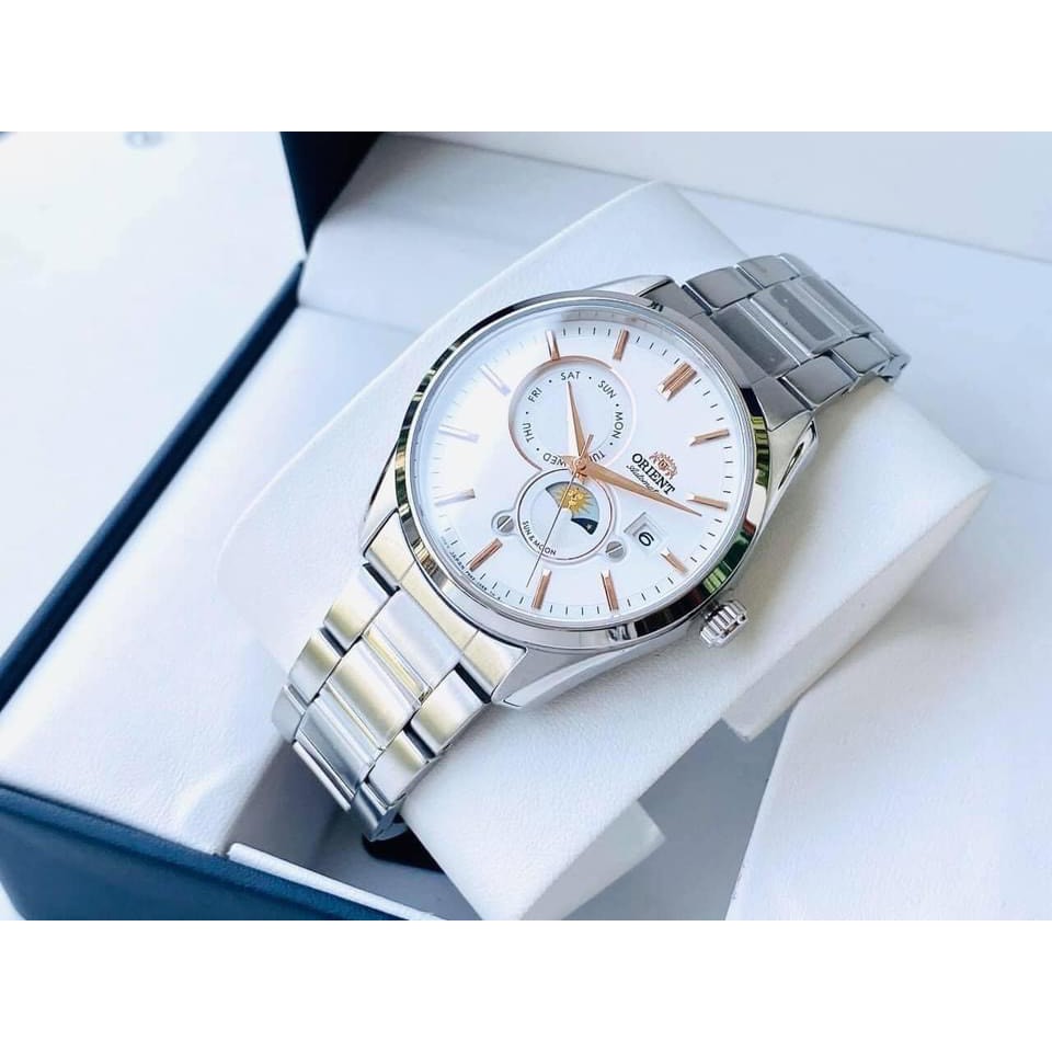Đồng hồ Orient Sun and Moon Gen 5 RA-AK0304810B, máy automatic, dây thép không gỉ, kính saphire, 42mm