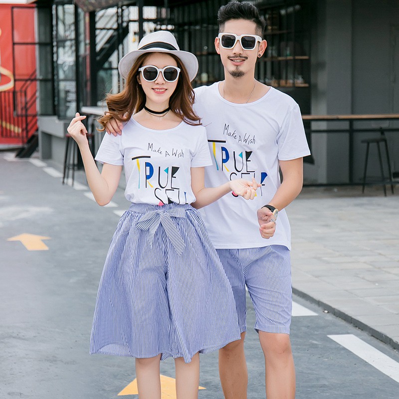 Áo Đôi Nam Nữ ❤️FREESHIP❤️ Set áo thun và quần cặp đi biển, du lịch hàng Quảng Châu - ĐỒ ĐÔI VSM COUPLE - AV27