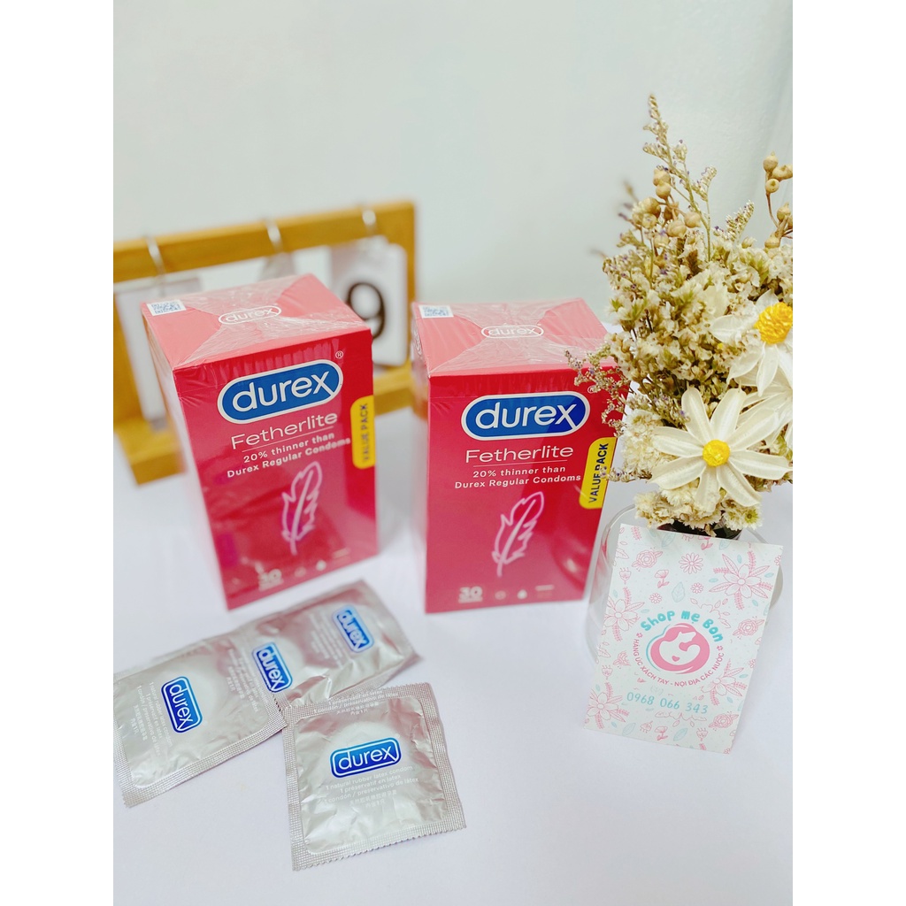 [Chuẩn Úc - Date 2026) Bao cao su siêu mỏng Durex Fetherlite Hộp 30 chiếc