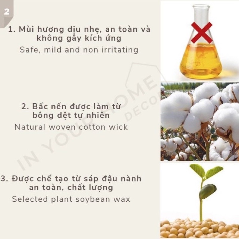 Nến thơm không khói cao cấp Menahem nến thơm thư giãn tinh dầu thiên nhiên