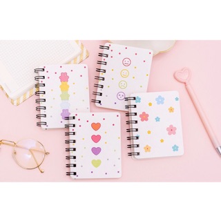 Sổ kẻ ngang lò xo mini hình hoa retro chấm biUlzzangi xinh xắn nhiều mẫu