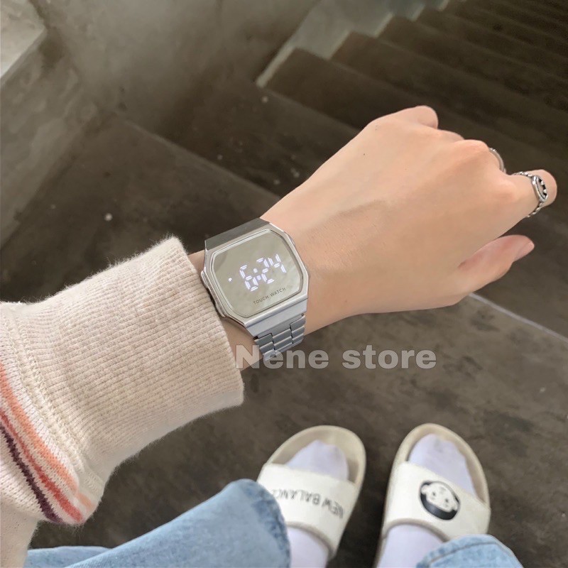 Đồng hồ nam nữ TOUCH WATCH tráng gương dây sắt kiểu dáng sang trọng