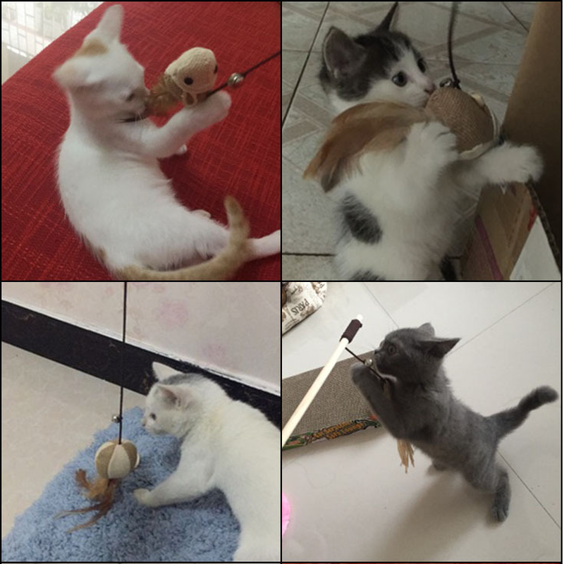 Đồ chơi nhử mèo hình chú chuột có gắn que gỗ