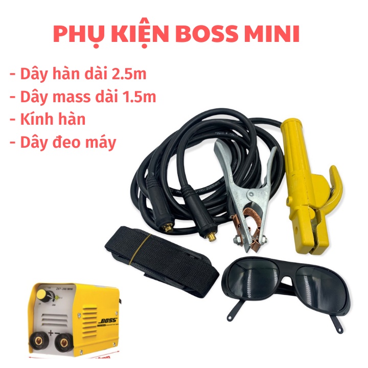 Máy hàn BOSS ZX7-200 mini, Tặng full bộ kiện dây hàn và kính hàn, máy hàn điện tử Boss 200a