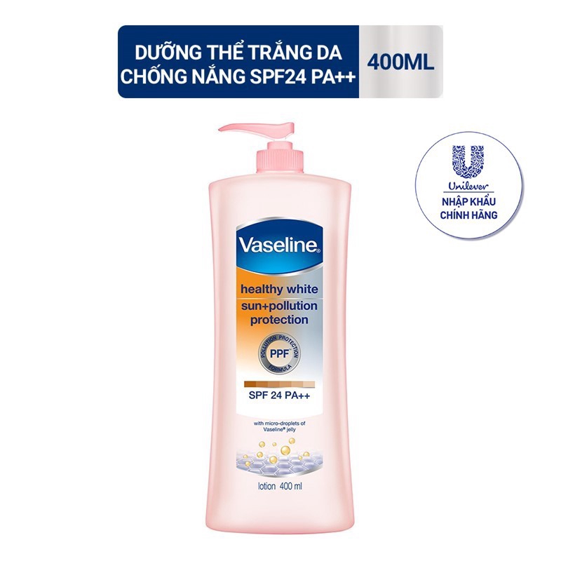 Sữa Dưỡng Thể Trắng Da Chống Nắng Và Ô Nhiễm Môi Trường Vaseline SPF 24 PA ++ (400ml)