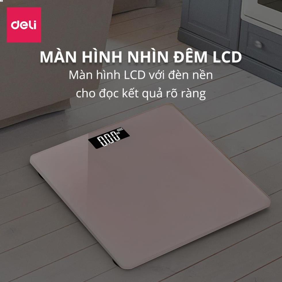 Cân điện tử sức khỏe Deli - Thiết kế mới màu ombre độc đáo, số đo chính xác, tải trọng tới 180kg - E86120