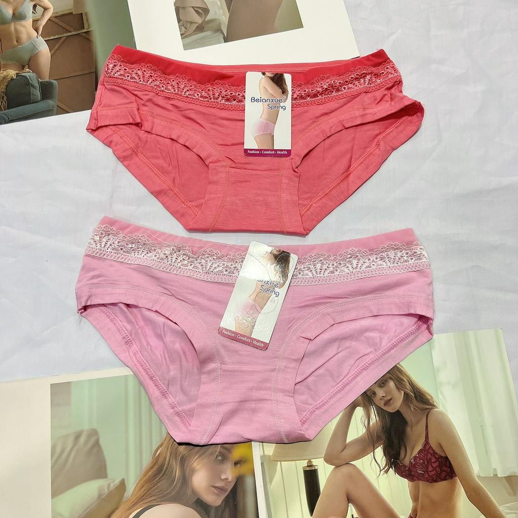 Quần lót nữ cotton cao cấp pha ren 8819 dạng phom mini cạp thấp mềm mịn thoáng mát size dưới 55kg