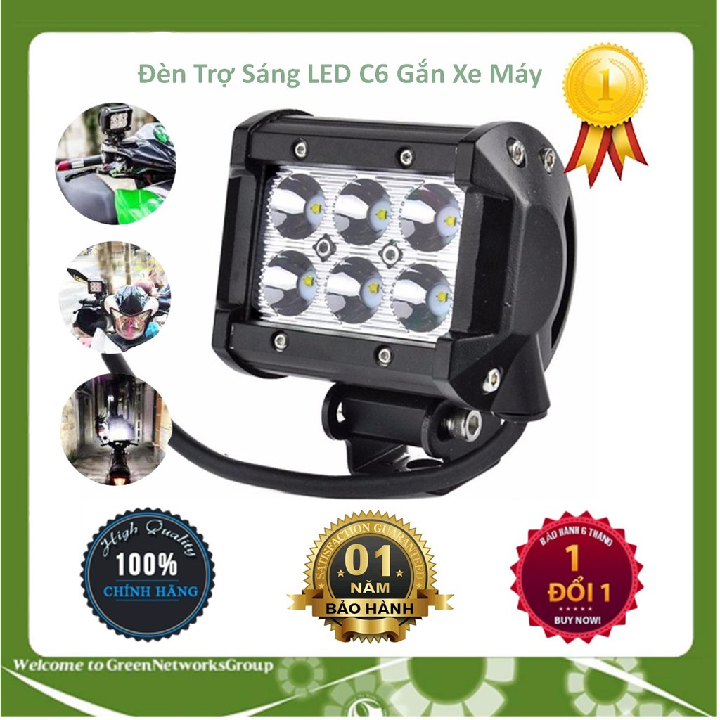 Đèn trợ sáng C6 cho mọi loại xe ánh sáng trắng - Đèn led trợ sáng GreenNetworks