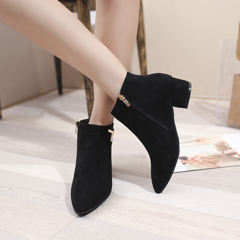 Giày Bốt Chelsea Da Lộn Mũi Nhọn Phối Khóa Kéo Màu Trơn Phong Cách Năng Động Trẻ Trung Dành Cho Nữ | BigBuy360 - bigbuy360.vn