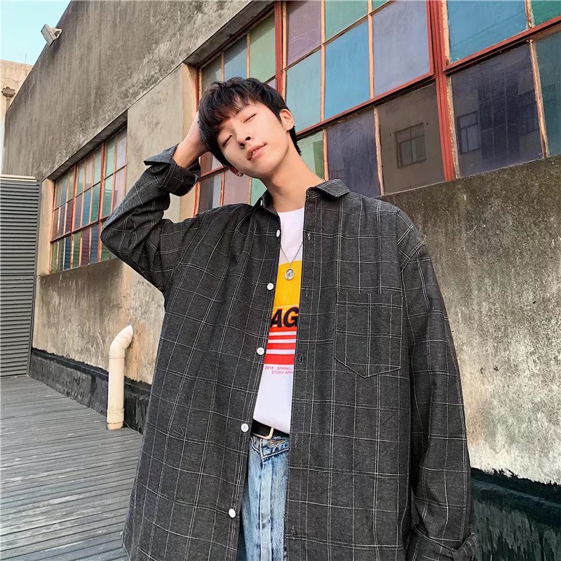 Áo Sơ Mi Nam Dài Tay Dáng Rộng Phong Cách Nhật Bản Thời Trang Xuân Hè 3 Màu Tùy Chọn M-3XL