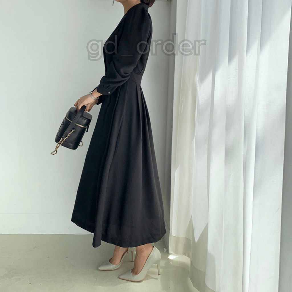 D56|Đầm hàn quốc công sở thiết kế cổ vest dài đẹp sang trọng, đơn giản gd_order