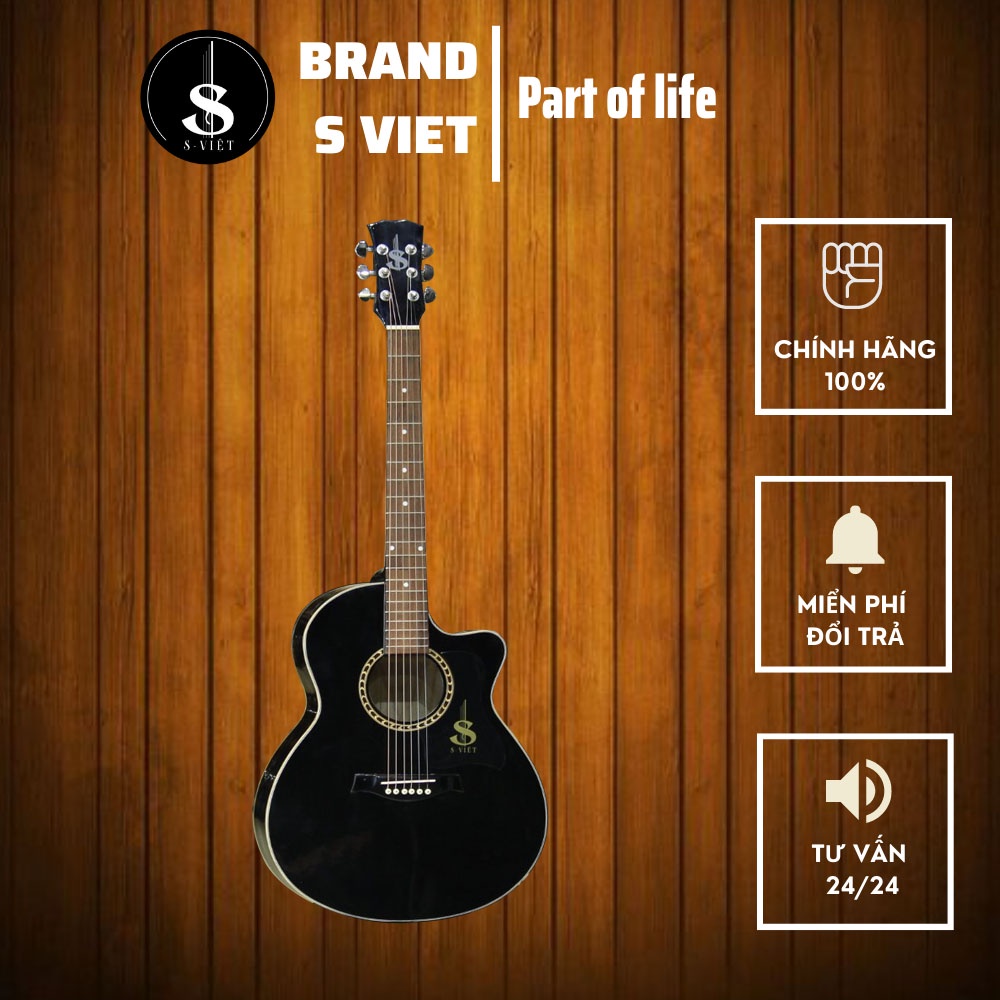 Đàn guitar acoustic gỗ thịt, màu đen mã ES160 chính hãng S Việt