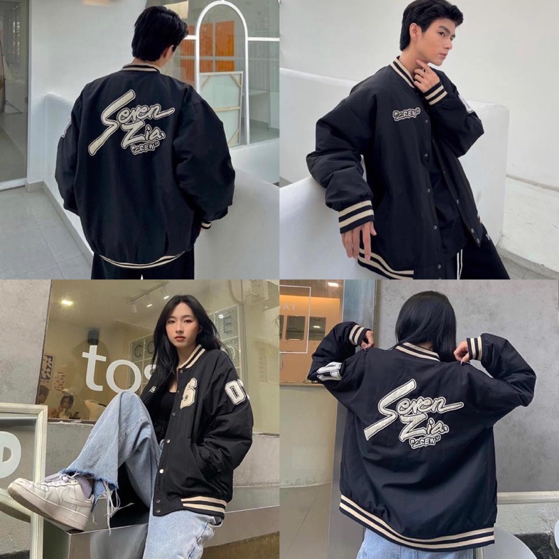 Áo Khoác Bomber Dù 2 lớp SEVEN ZIA  Nam nữ unisex/Bomber Jacket form rộng Ulzzang