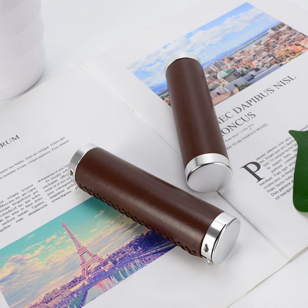 Vỏ Bọc Tay Lái Xe Đạp Leo Núi Bằng Da Nhân Tạo Màu Nâu Thoải Mái