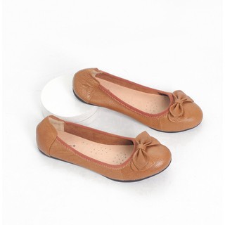 Giày Búp Bê Bệt Da Bò Thật Siêu Êm Gắn Nơ Pixie X424