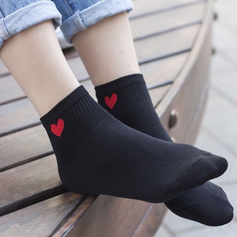 Tất Vớ Nữ Cổ Ngắn In Hình Trái Tim Nhiều Màu Phong Cách Hàn Quốc Cho Nữ