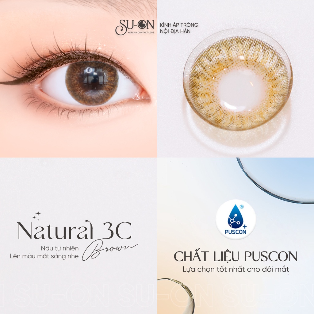 Lens 1 ngày Olens NATURAL 3C BROWN áp tròng 14,2mm, nâu hạt dẻ siêu đẹp best seller Olens, siêu êm đeo 24h