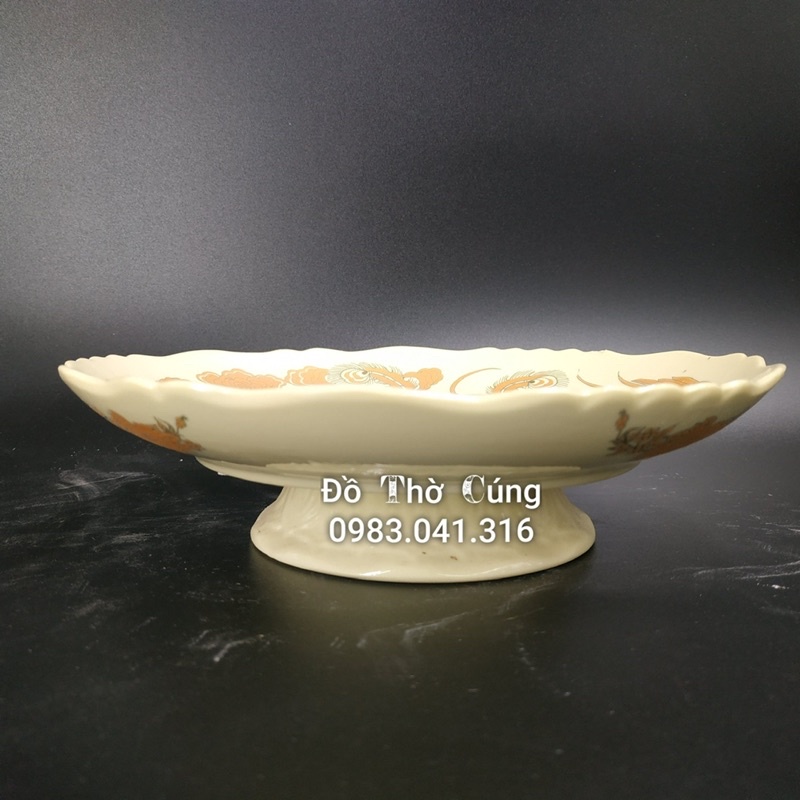 Mâm ngũ quả màu vàng ngà ánh kim size lớn