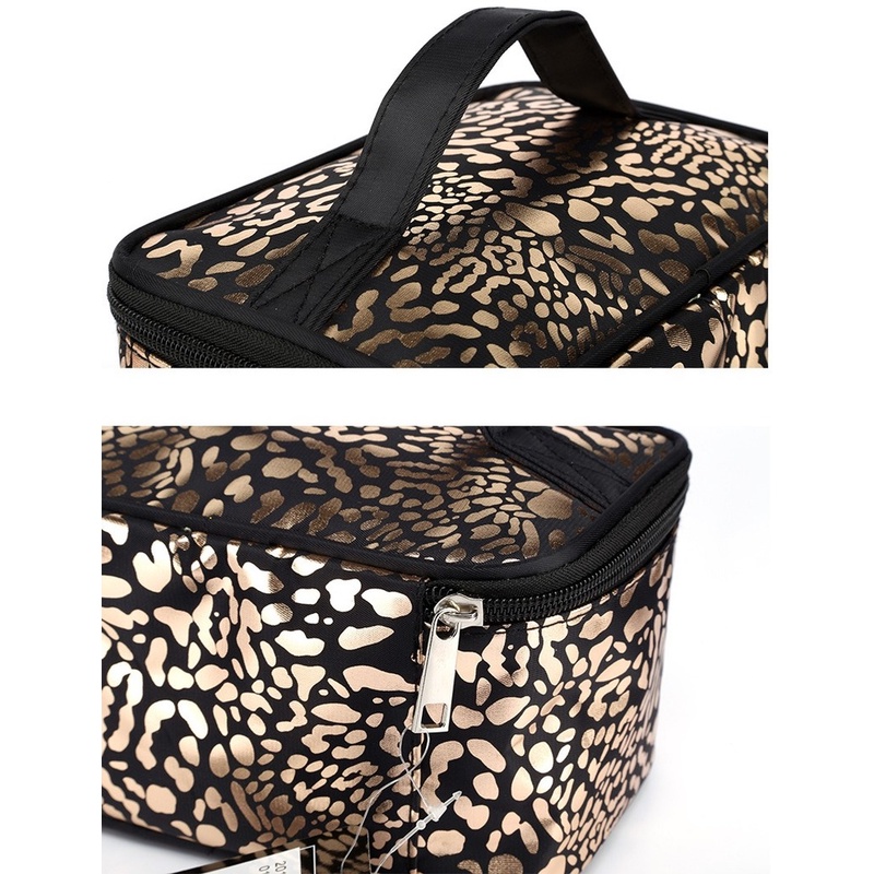 Túi Đựng Mỹ Phẩm Sức Chứa Lớn Họa Tiết Da Báo Phong Cách Âu Mỹ