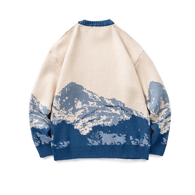 Sweater cổ tròn IELGY phối màu tương phản sáng tạo phong cách Nhật Bản cho nam